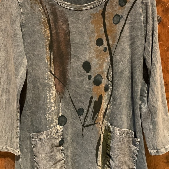 Jess & Jane gray dress cotton made in USA pockets size small artsy boho festival - Picture 8 of 16